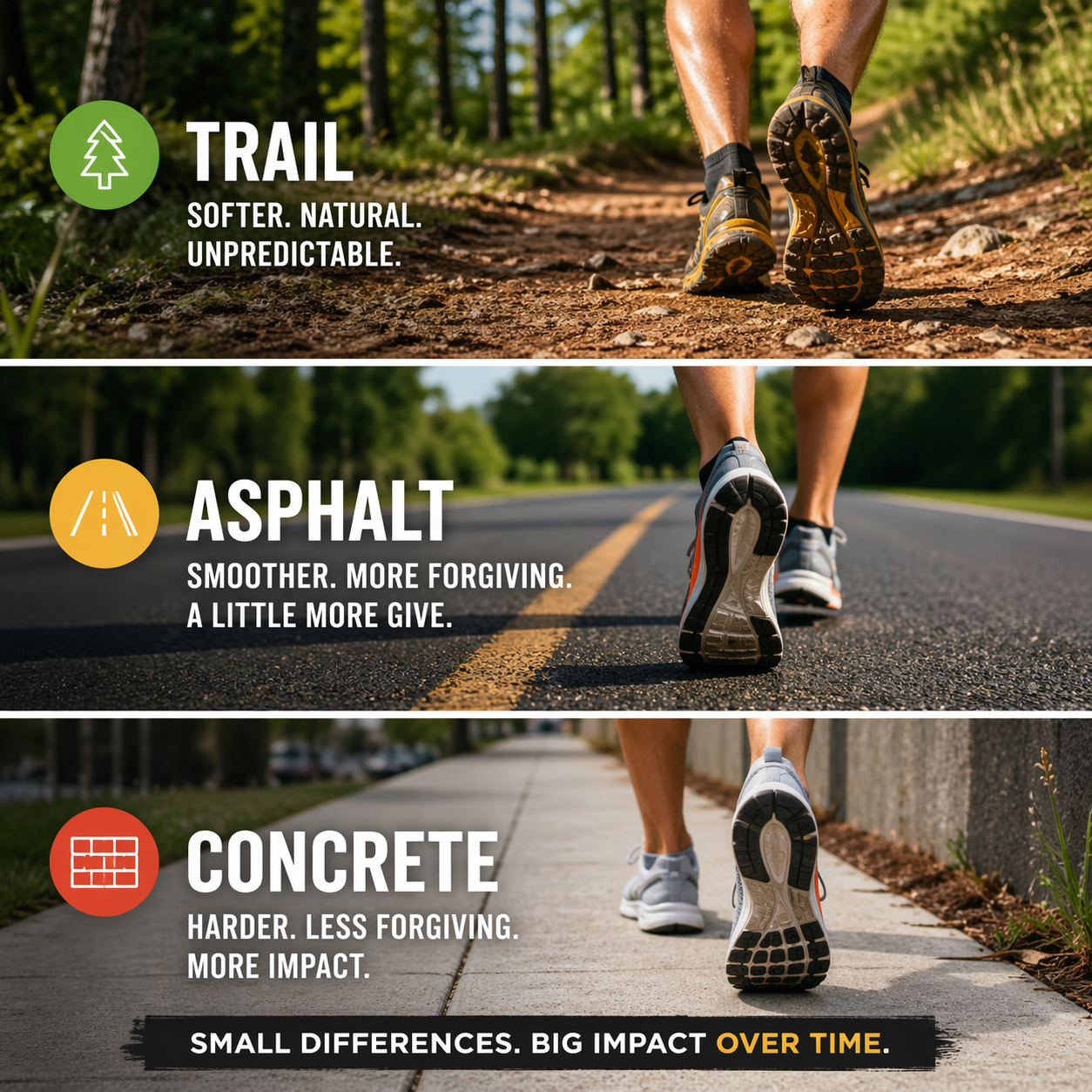 Runner jogging on asphalt road instead of concrete sidewalk