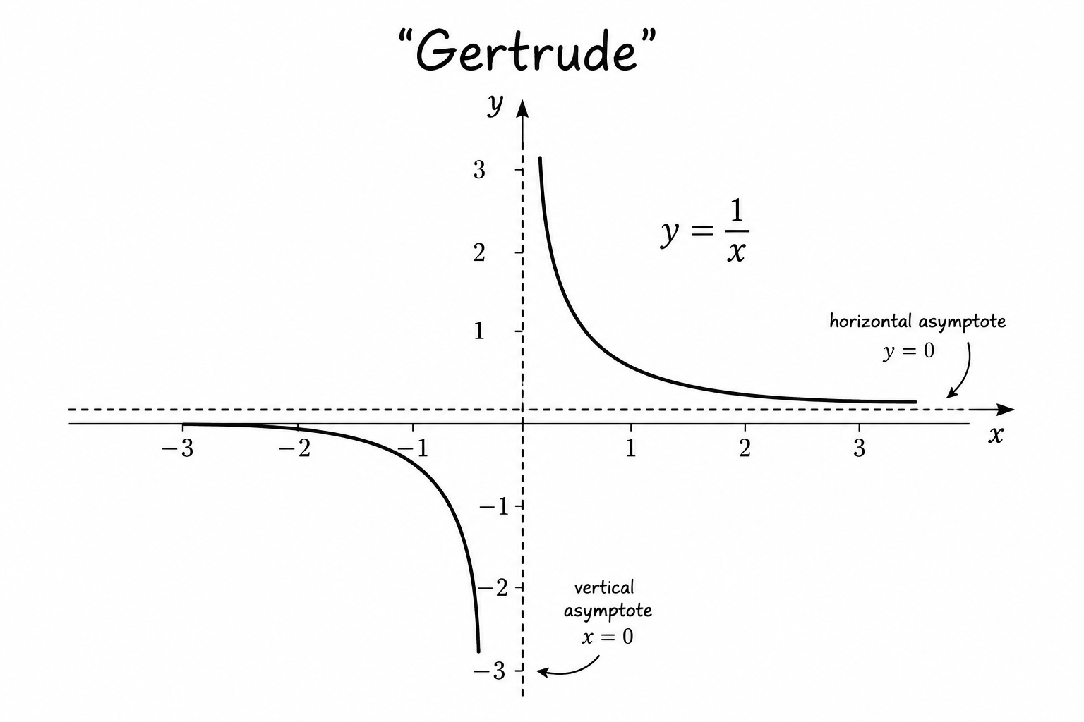 Graph of the equation y = 1/x showing an asymptote, illustrating how runners pursue health, fitness, runner vitamins, multivitamins, and supplements through continual improvement rather than a final destination.