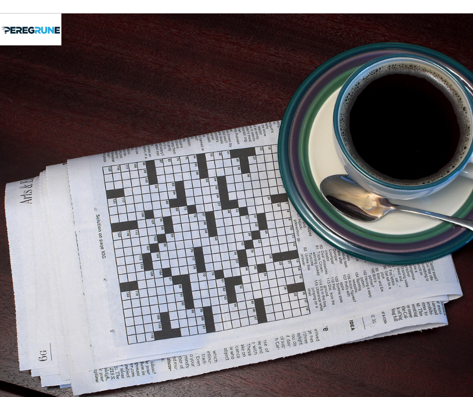 Completed New York Times crossword puzzle grid on a tablet device, illustrating mental training and focus supported by runner vitamins, supplements, and multivitamins.